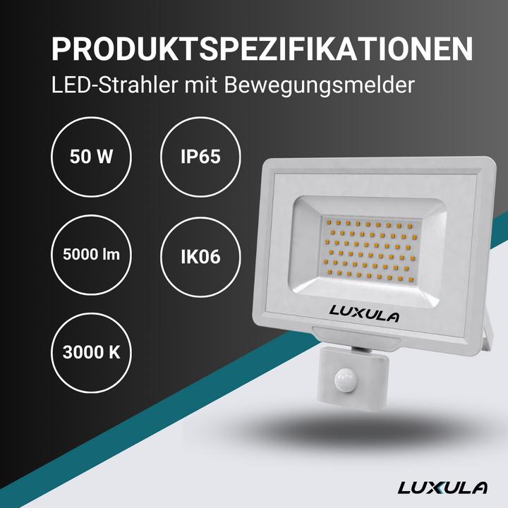 Actual product image Luxula LED floodlight with motion detector (5000 lm, IP65)