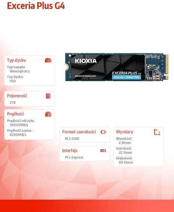 Actual product image Kioxia Exceria Plus G4 (2000 GB, M.2 2280)