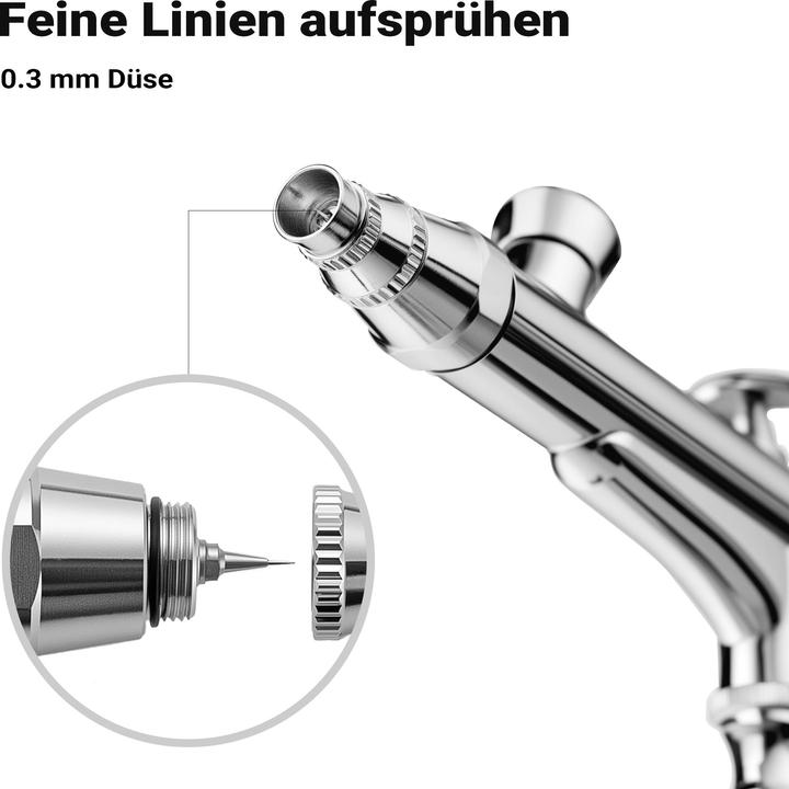 Immagine prodotto Wiltec Pistola per aerografo HS-30-1 Designs ugello da 0,3 mm Tazza per liquidi