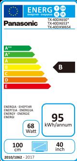 Energy Label Panasonic Tx-40dxw654 (40", LCD, 4K)