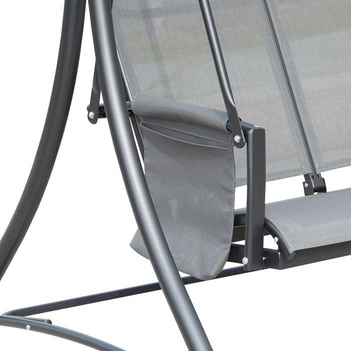 Produktbild Swisshandel24 3-Sitzer Hollywoodschaukel, Gartenschaukel mit Sonnendach, Schaukelbank mit Ablage, Aluminium, Grau