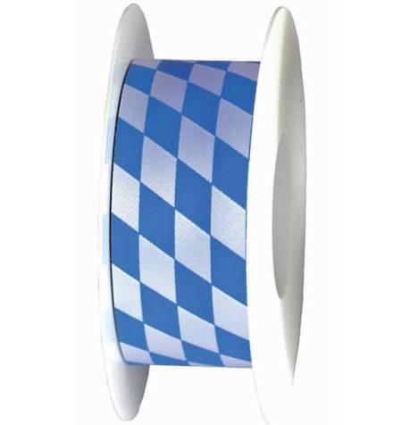 Produktbild Goldina Loy Zier Acetatband - 40 mm x 25 m, Raute, weiss/blau (Geschenkband, 1 x)
