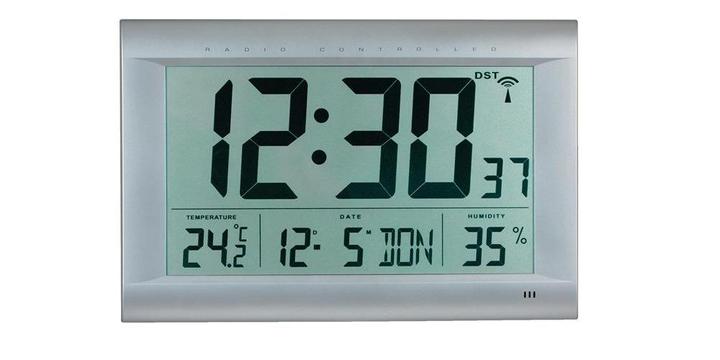 Produktbild Peweta digitale Funkwanduhr DCF77 silber