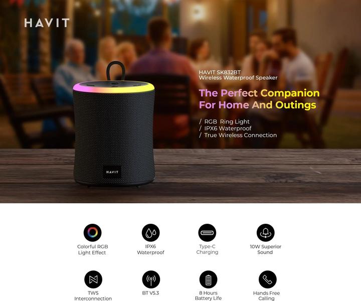 Actual product image Havit SK832BT (black) (8 h, USB power delivery)