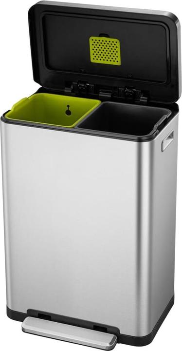 Produktbild EKO Mülltrennsystem X-Cube Tretmülleimer Edelstahl 2 x 20 L aus gebürstetem Edelstahl mit extra bre (40 l)
