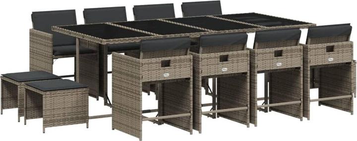 Immagine prodotto VidaXL Mobili da giardino set da pranzo set da giardino gruppo di sedute 13 pezzi in poly rattan grigio (220 cm)