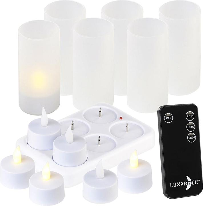 Produktbild Lunartec Akku-LED-Teelichter mit Ladestation (6 x)