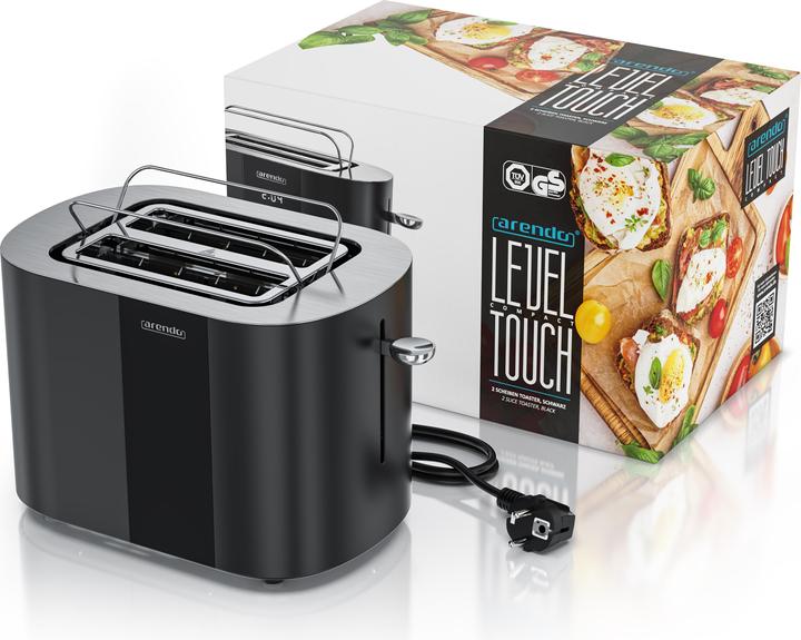 Produktbild Arendo Toaster Edelstahl 2 Scheiben Kurzschlitz, Touch Display, Bräunungsgrad & Restzeitanzeige, 800 W (EU-Stecker)