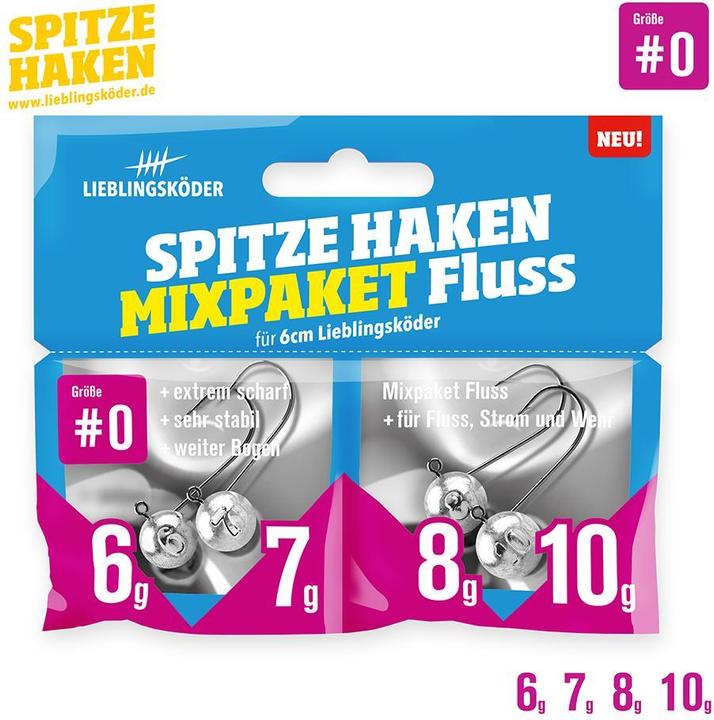 Lieblingsköder Spitze Haken Mixpaket Fluss- Jigkopf