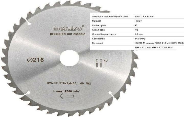 Productafbeelding Metabo Cirkelzaagblad HW/CT