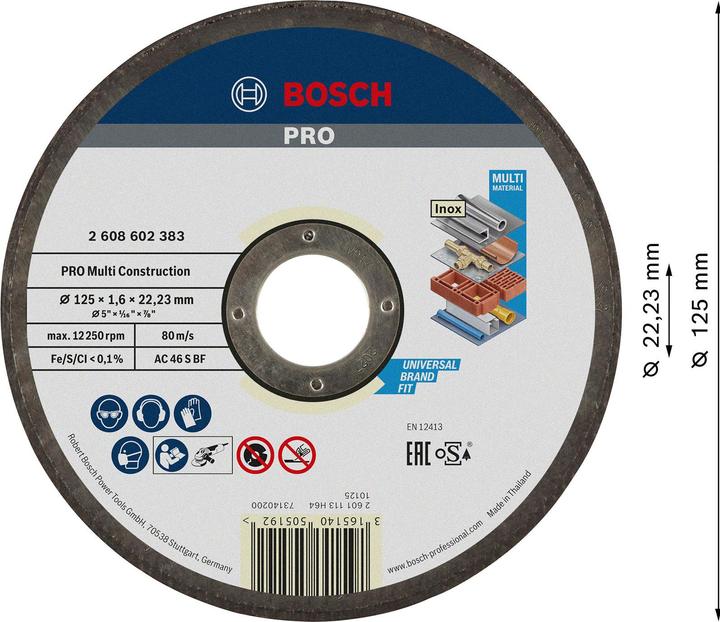 Produktbild Bosch Professional Zubehör PRO Multi Material Trennscheibe, 125 x 1,6 x 22,23 mm
