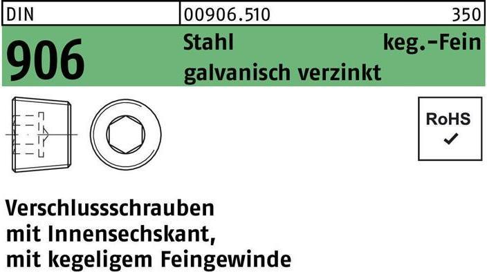 Image du produit Vis de fermeture DIN 906 avec 6 pans creux M 33 x 2 acier électro-galvanisé