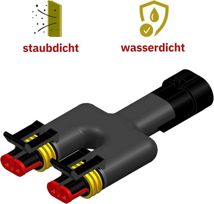 Produktbild Kalitec SuperSeal 2 polig Y- Verteiler 1,5 mm I Kfz Stecker 2-Wege I wasserdicht staubdicht IP69K I