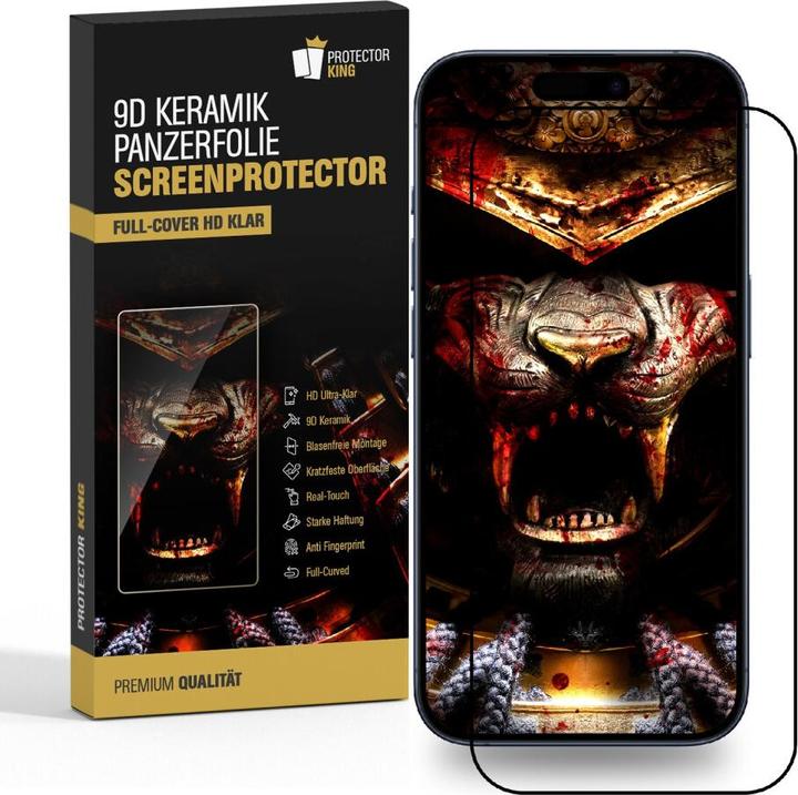 Produktbild Protectorking 1x Ceramic-Glass Full Cover HD Klar (1 Stück, Apple iPhone 15 Plus)