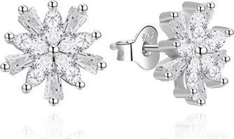 Produktbild Agato - Silver earrings Snowflakes with zircons AGT-E009PW