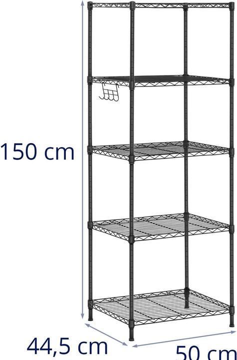Produktbild Royal Catering Metallregal Steckregal Haushaltsregal Standregal 55x45x150 cm 150 kg schwarz