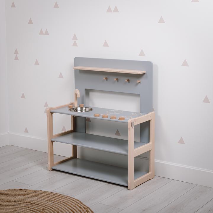 Actual product image Montessori Children's kitchen made of wood - multifunctional - grey ® children's furniture