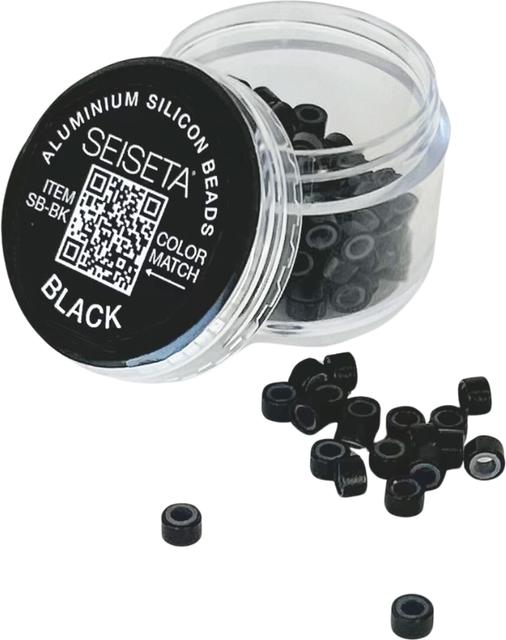 Seiseta Aluminum Silicon Beads schwarz 150 Stk. (Schwarz)