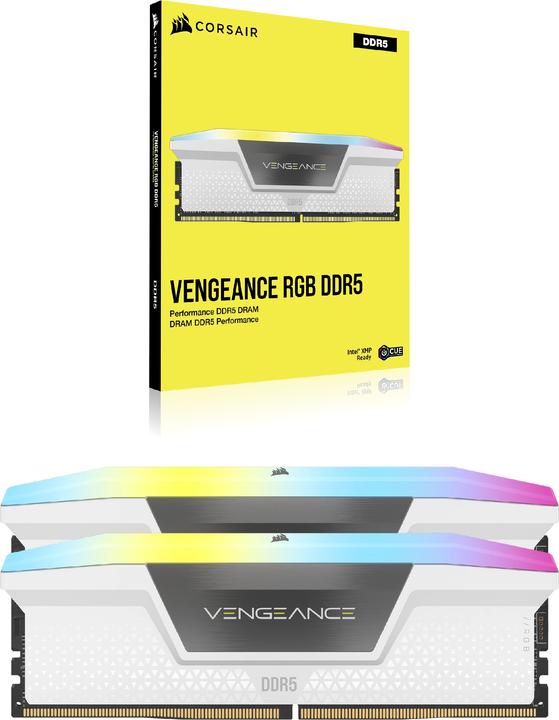 Produktbild Corsair RAM D5 6000 64GB C30 Vengeance RGB K2 W (2 x 32GB, 6000 MHz, DDR5-RAM, DIMM)