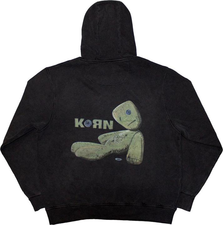 Actual product image Korn Unisex Adult Doll Issues Back Print Stone Wash Pull Over Hoodie (S)
