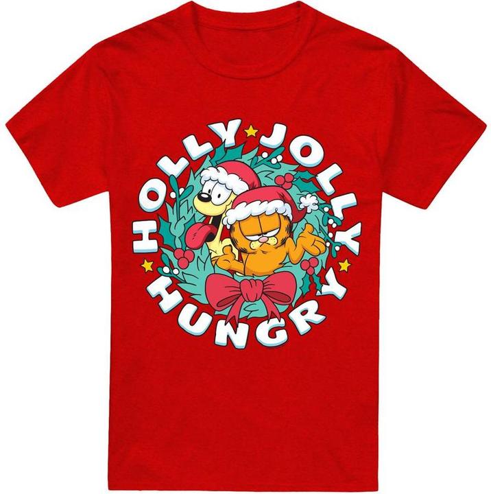 Immagine prodotto Garfield Holly Jolly Hungry Maglietta Natale Odie Adulto Unisex (L)