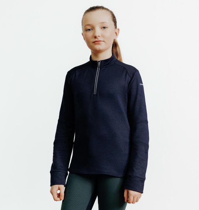 Produktbild Fouganza Reit-Poloshirt 500 langarm Kinder blau (140)