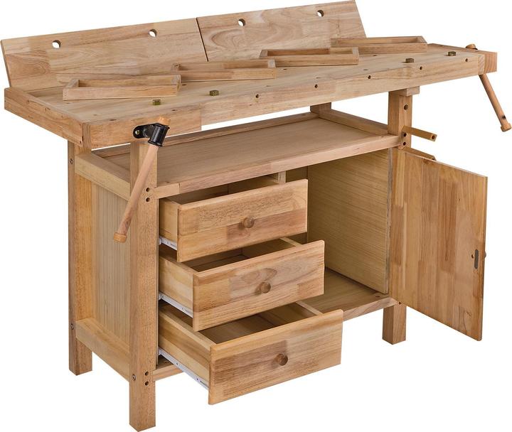 Produktbild Dema Hobelbank Werkbank Vollholz 125x50x85cm (50 cm, 125 cm)