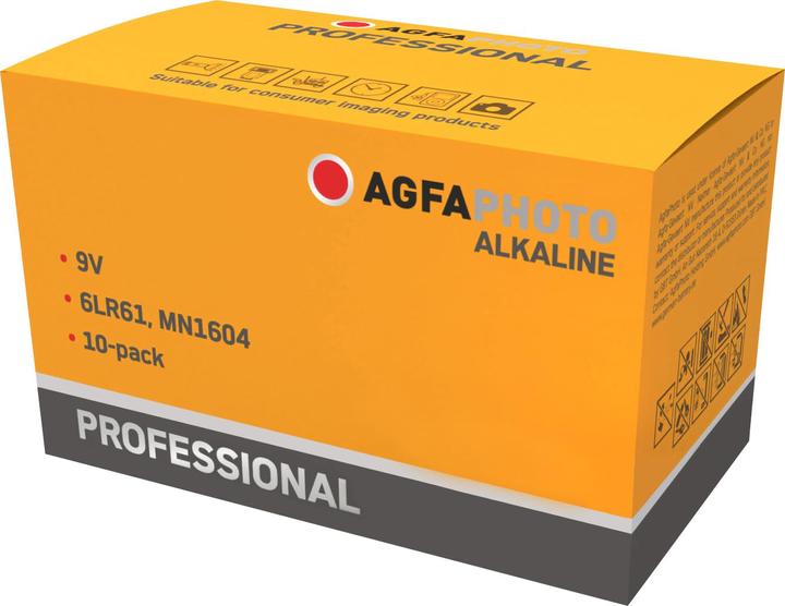 Produktbild AGFAPHOTO Professional 6LR61 9 V Block-Batterie Alkali-Mangan 9 V 10 St. (10 Stk., 9V Block)