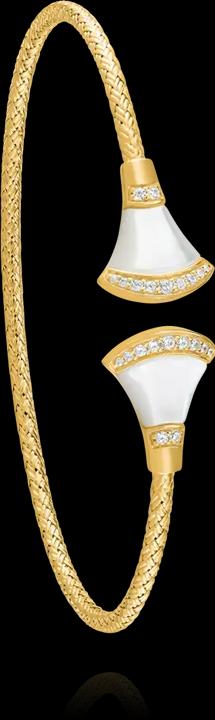Immagine prodotto Charles Garnier Bracciale in argento placcato oro, zirconi e madreperla (6.40 cm, Argento placcato oro)