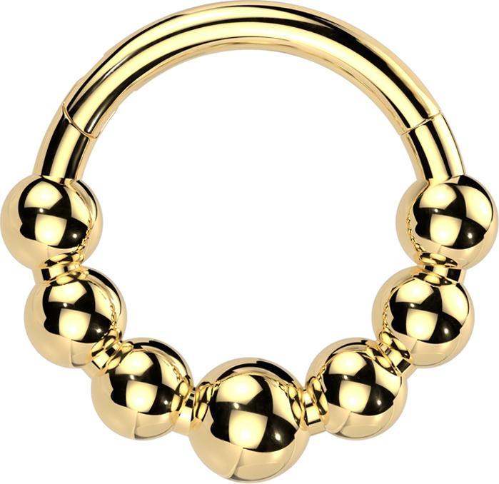 Produktbild Star Piercing Micro Segmentring klappbar vergoldet sieben Kugeln (Titan G23, ohne Messing)