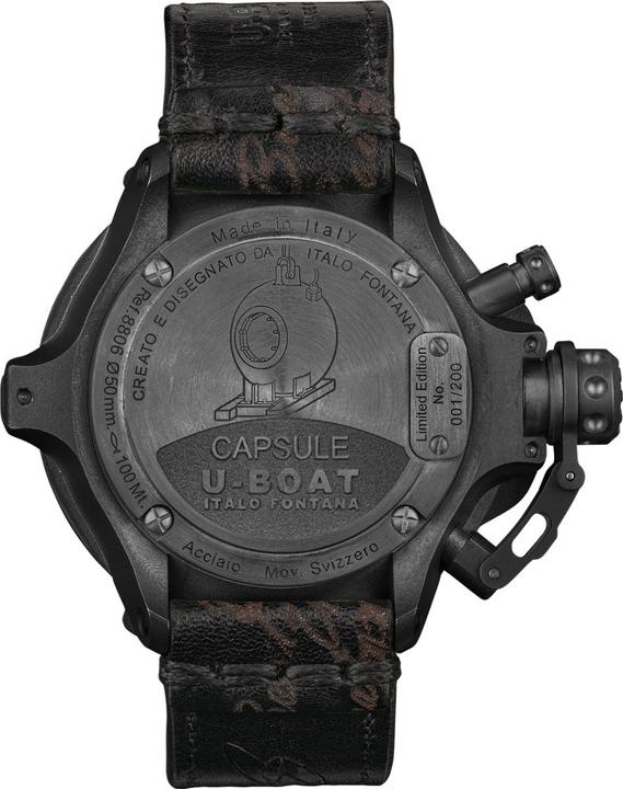 Actual product image U-Boat 8806 Capsule 50 mm PVD BK BL automatic men's watch 10ATM (Sports watch)