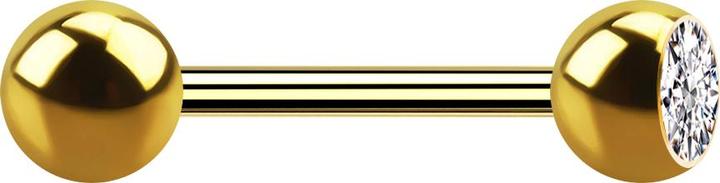 Produktbild Star Piercing Barbell vergoldet mit Kugel und Kugel Kristall silber (Titan G23, ohne Messing)