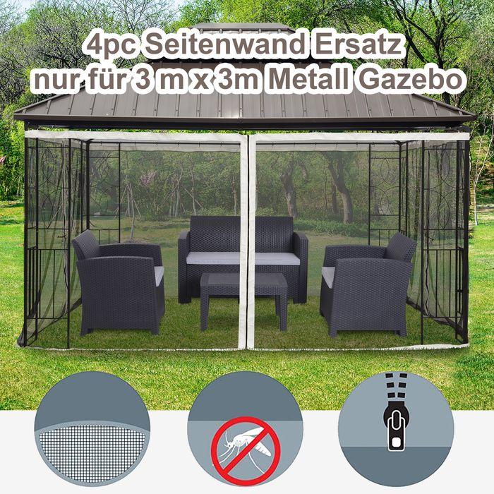 Actual product image Swisshandel24 Moskitonetz für 3x4 Pavillon 4 Seitenteile Fliegennetz mit Haken Reissverschluss Mückennetz Insekten (400 cm, 352 cm)