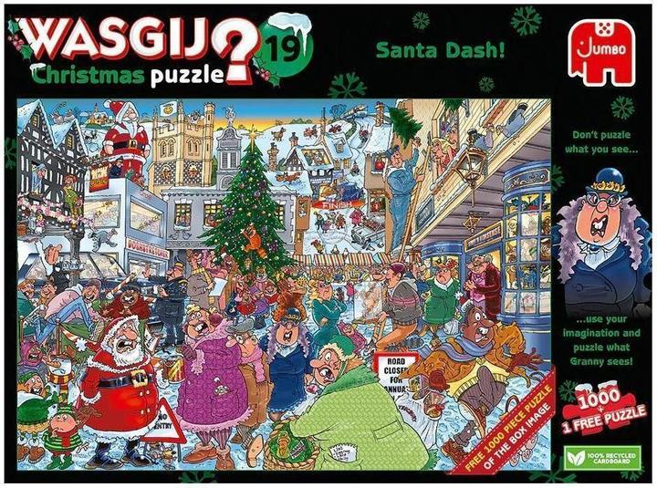 Productafbeelding Jumbo Kerstmis 19 - Santa Dash! 2x1000st (1 puzzel gratis) (1000 onderdelen)