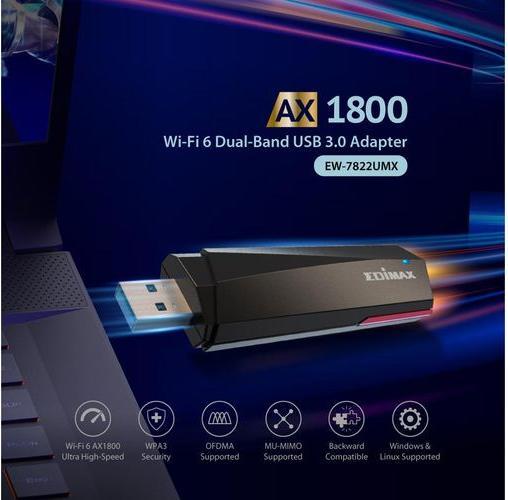 Immagine prodotto edimax Adattatore WL-USB EW-7822UMX AX1800 Dual-Band USB 3.0 (USB-C 3.2 Gen 1)