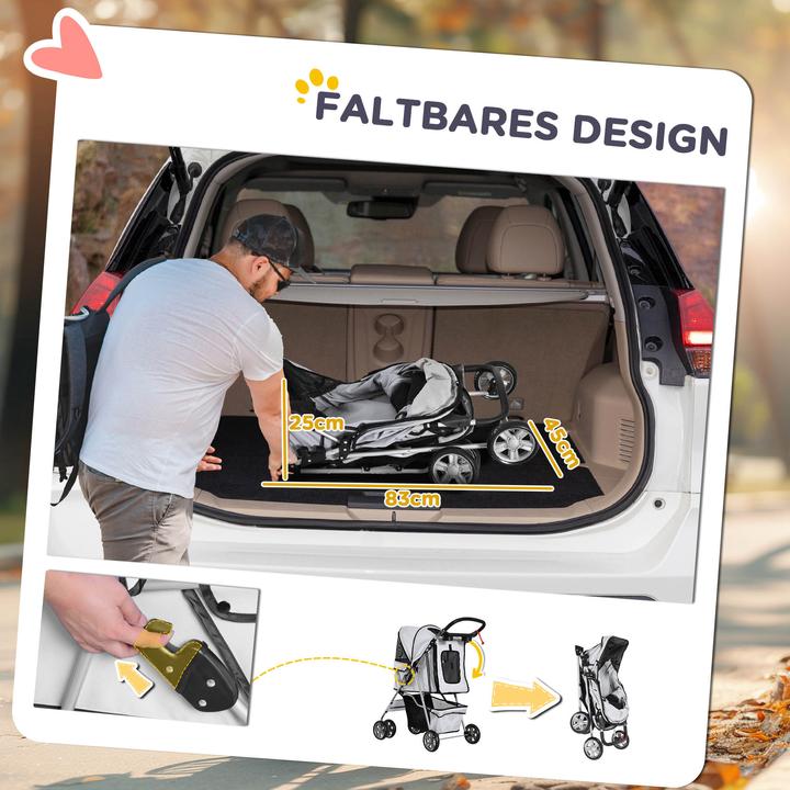 Produktbild PawHut Hundewagen mit Gitternetz (Hund, Faltbar)