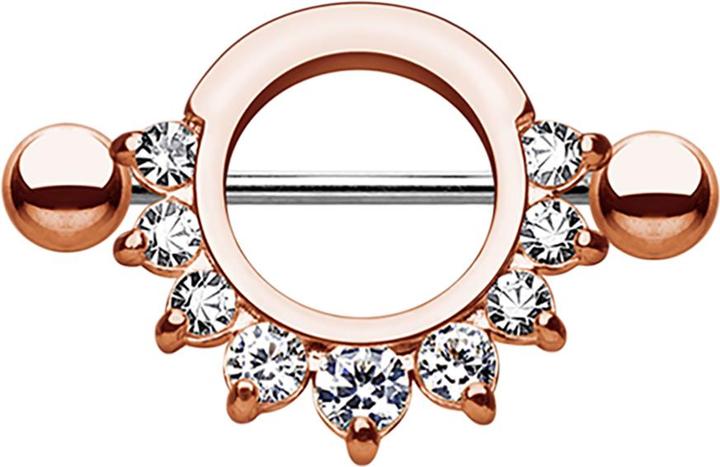 Image du produit Star Piercing Barbell rund mit 9 Kristallen rosegold (sans laiton, Acier chirurgical 316L)