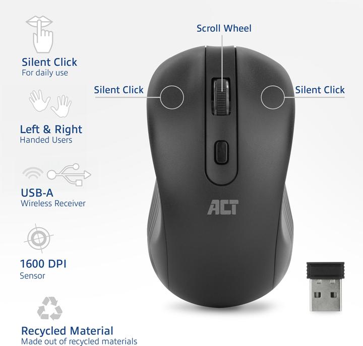 Produktbild AC5105 Maus Beidhändig RF Wireless Optisch 1000 DPI (Kabellos)
