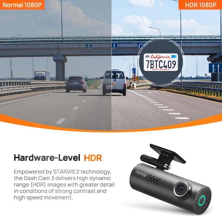 Produktbild 70mai Dash Cam 3 (WLAN, Akku, Bluetooth, Full HD)