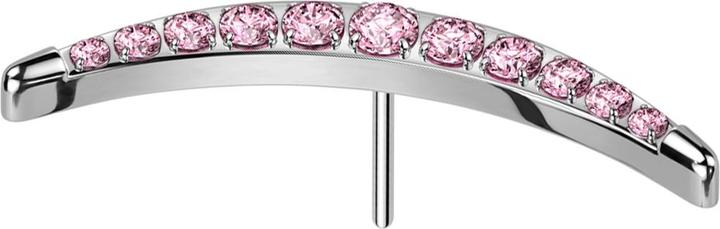 Star Piercing Threadless Mondsichel silber mit Kristallen pink (Titan G23, ohne Messing)