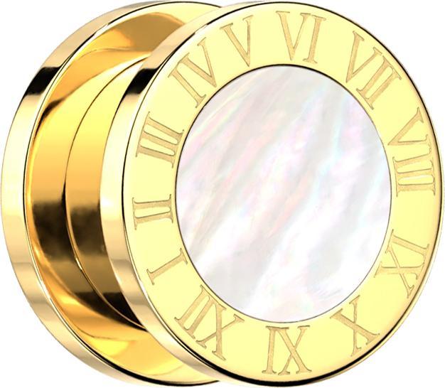 Image du produit Star Piercing Flesh Plug doré chiffres romains et de la nacre (Minéral, sans laiton, Acier chirurgical 316L)