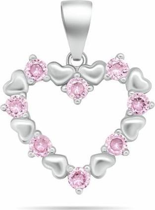 Brilio Silver - Gentle silver pendant with pink zircons PT19WP