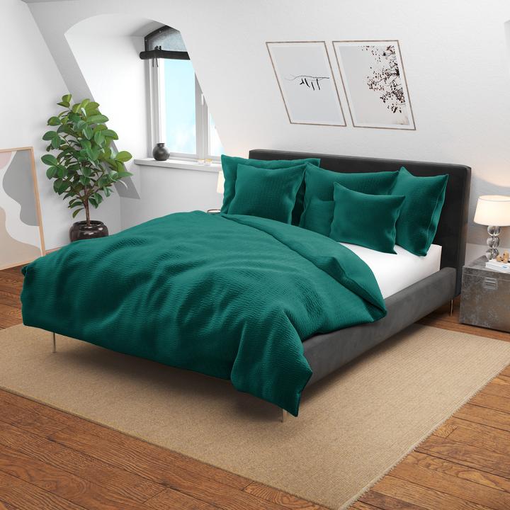 Immagine prodotto Lotus Bettwaren Biancheria da letto in raso Seersucker uni (Copricuscino, 50 x 70 cm)