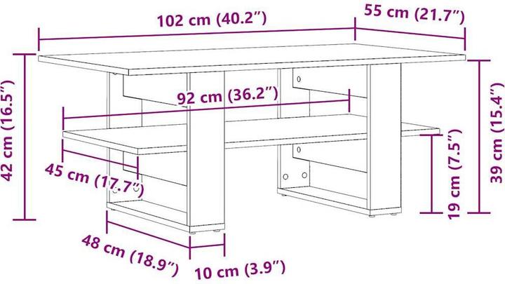 Actual product image VidaXL Coffee table in reclaimed wood look 102x55x42 cm wood-based material (102 x 55 x 42 cm)