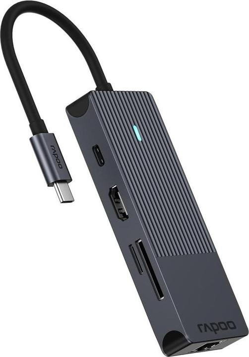 Actual product image Rapoo USB-C Multiport Adapter, 8-in-1, grey (USB-C, 8 Ports)