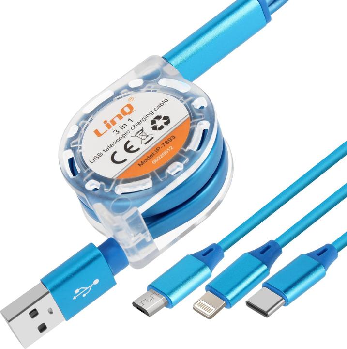 Actual product image LinQ IP-7893 3-in-1 cable (1 m, USB 3.1)