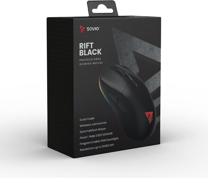 Actual product image Savio RIFT BLACK Gaming Mouse RGB Dual Mode (Cable, Wireless)