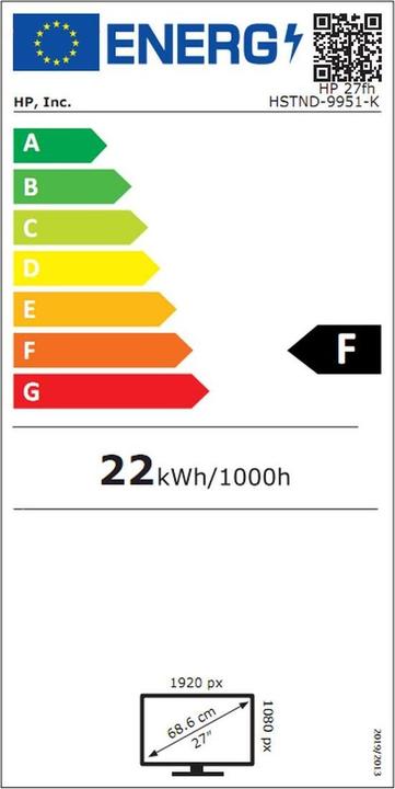 Energie-Label HP 27fh (1920 x 1080 Pixel, 27")