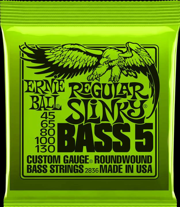 Immagine prodotto Ernie Ball Slinky regolare a 5 corde (5 x, Basso elettrico, 0.13")