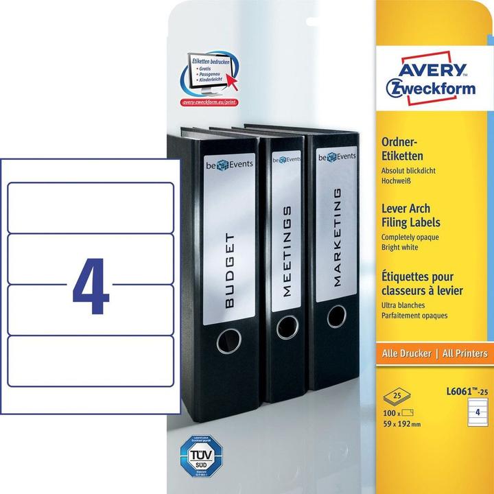 Immagine prodotto Avery L6061-25 Etichette 59x192 mm